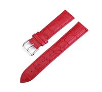 LUGEMA Crocodile Grain Genuine Leather Watch Band Strap 10mm 12mm 13mm 14mm 15mm 16mm 17mm 18mm 19mm 20mm 22mm 24mm Watchband(Red,15mm)
