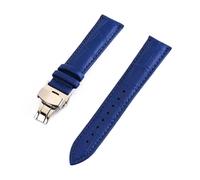 LUGEMA Crocodile Pattern Watchstrap 12 13 14 15 16 17 18 19 20 21 22 24mm Genuine Leather Watch Band Metal Butterfly Buckle Wrist Belt(LIGHT BLUE,16mm)