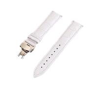 LUGEMA Crocodile Pattern Watchstrap 12 13 14 15 16 17 18 19 20 21 22 24mm Genuine Leather Watch Band Metal Butterfly Buckle Wrist Belt(WHITE,24mm)