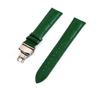 LUGEMA Crocodile Pattern Watchstrap 12 13 14 15 16 17 18 19 20 21 22 24mm Genuine Leather Watch Band Metal Butterfly Buckle Wrist Belt(Green,24mm)