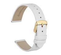 LUGEMA Elegant Watch Band Genuine Leather 8mm 10mm 12mm 14mm 16mm 18mm 20mm 22mm Replacement Straps For Women Ladies Bracelet(White-Gold,16mm)