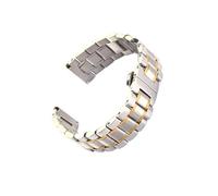 LUGEMA Flat Elbow Dual-purpose Stainless Steel Strap 12 14 16 18 19 20 21 22 23 24mm Double Press Butterfly Clasp Band+Tools(Silver-gold,21mm)
