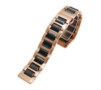 LUGEMA For Women Man Ceramic Bracelet Stainless Steel Combination Watchband 12 14 15 16 18 20 22mm Strap Fashion Watch Wristwatch Band(Rose gold black,22mm)