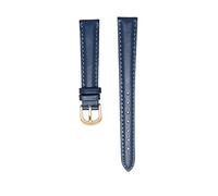 LUGEMA Genuine Leather Bracelet 14mm 16mm 18mm 20mm Soft Watch Band Simple Watch Strap Womens Leather Watchband Blue Color(Dark blue gold bk,16mm)