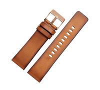 LUGEMA Genuine Leather Bracelet Compatible With Diesel DZ7406 DZ7408 DZ4476 DZ4343 Brown Watchband 22mm 24 26mm Retro Wristwatches Band(Brown rose buckle,22mm)