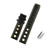 LUGEMA Genuine Leather Bracelet Compatible With Tissot 1853 Sports Watchband Racing PRS516 T91 Top Layer Cowhide 20mm Chopin Strap Accessories(Black yellow no)
