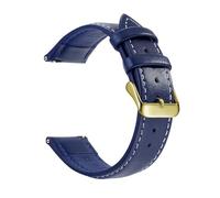 LUGEMA Genuine Leather Watch Band, Quick Release 18mm/20mm/22mm Straps For Men And Women Watchband(Blue White Gold,20mm)