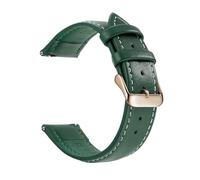 LUGEMA Genuine Leather Watch Band, Quick Release 18mm/20mm/22mm Straps For Men And Women Watchband(Green W Rose Gold,20mm)