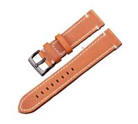 LUGEMA Genuine Leather Watch Band Strap Manual Men Thick 7 Colors 18mm 20mm 22mm 24mm Watchbands Stainless Steel Buckle Accessories(Yellow Brown Black,18mm)