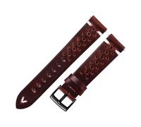LUGEMA Genuine Leather Watch Band Strap Porous 18mm 20mm 22mm Dark Brown Handmade Oil Wax Quick Release Women Men(Dark brown-black,22mm)