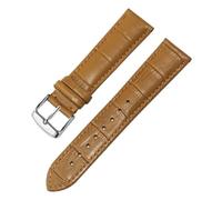 LUGEMA Genuine Leather Watch Strap For Both Men And Women, Needle Buckle Butterfly Chain(Light brown silver A,24mm)