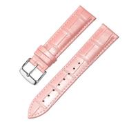 LUGEMA Genuine Leather Watch Strap For Both Men And Women, Needle Buckle Butterfly Chain(Pink Silver A,14mm)