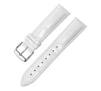 LUGEMA Genuine Leather Watch Strap For Both Men And Women, Needle Buckle Butterfly Chain(White Silver A,20mm)
