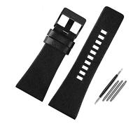 LUGEMA Genuine Leather Watchband Compatible With Diesel DZ7396DZ1206 DZ1399 DZ1405 Watch Band Litchi Grain 22 24 26 27 28 30 32 34mm Strap Bracelet (Color : Flat black black, Size : 26mm)
