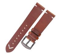 LUGEMA Handmade Leather Watch Strap Yellow Green Oil Wax Cowhide Watchband Compatible With Samsung Smart Watch Belt 18mm 20mm 22mm 24mm(Dakr Brown Black,22mm)