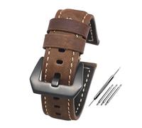 LUGEMA Leather Straps Compatible With Panerai Watch Accessories Men's Strap 20mm 22mm 24mm Watch Bands Cowhide Replacement Bracelet(Dark brown-Black,24mm)