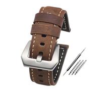 LUGEMA Leather Straps Compatible With Panerai Watch Accessories Men's Strap 20mm 22mm 24mm Watch Bands Cowhide Replacement Bracelet(Dark brown-Silver,20mm)