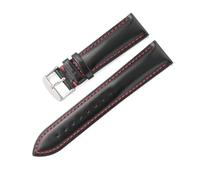 LUGEMA Leather Watchband Strap Quick Release 18mm 19mm 20mm 21mm 22mm Wrist Band(Black red line,21mm)