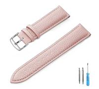 LUGEMA Litchi Pattern Soft Leather Watch Band Bracelet 12mm 14mm 16mm 18mm 20mm 22mm Replacement Wrist Straps Watchbands(Pink-S,16mm)