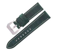 LUGEMA Men Watch Leather Straps 20/22/24mm Compatible With GT2 Cowhide Watchbands Compatible With Panerai Replacement Bracelet(Green-Silver Buckle,20mm)