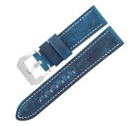 LUGEMA Men Watch Leather Straps 20/22/24mm Compatible With GT2 Cowhide Watchbands Compatible With Panerai Replacement Bracelet(Blue-Silver Buckle,24mm)