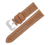 LUGEMA Men Watch Leather Straps 20/22/24mm Compatible With GT2 Cowhide Watchbands Compatible With Panerai Replacement Bracelet(Brown-Silver Buckle,20mm)