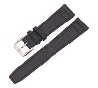 LUGEMA Nylon Genuine Leather Watch Band 20mm 21mm 22mm Strap Green Black With Silver Pin Buckle(Black,20mm)