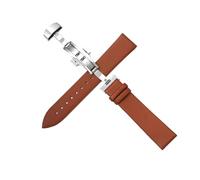 LUGEMA Plain Strap 10-24mm 20mm 22mm Watch Butterfly Buckle Steel Watchband(Light Brown,20mm)
