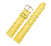 LUGEMA Replacement Leather Strap 12mm 14mm 16mm 18mm 20mm 22mm Black Red Crocodile Grain Watch Bands(Yellow,17mm)