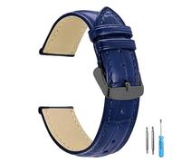 LUGEMA Replacement Leather Watch Strap Watchband For Men Women 12mm 14mm 16mm 18mm 20mm 22mm 24mm Band(Blue-BK,20mm)