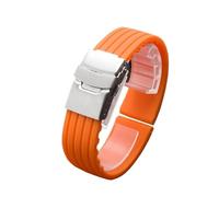 LUGEMA Rubber Watchband With 16 17 18 19 20 21 22 23 24mm Flat Interface Silicone Watch Strap(Orange silver Z,23mm)