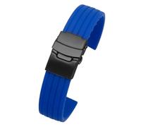 LUGEMA Rubber Watchband With 16 17 18 19 20 21 22 23 24mm Flat Interface Silicone Watch Strap(Sky blue black Z,24mm)