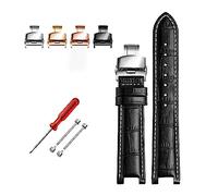 LUGEMA Senior COW LEATHER Watch Strap Compatible With GC Watches Band 22*13mm 20*11mm Notched Watchband Genuine Leather Blue Wristwatches Belt ( Color : Black white hook , Size : 22-13 silver bcukle )