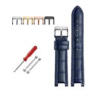 LUGEMA Senior COW LEATHER Watch Strap Compatible With GC Watches Band 22 * 13mm 20 * 11mm Notched Watchband Genuine Leather Blue Wristwatches Belt (Color : Blue pin buckle, Size : 22-13 gold bcukle)