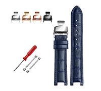 LUGEMA Senior COW LEATHER Watch Strap Compatible With GC Watches Band 22*13mm 20*11mm Notched Watchband Genuine Leather Blue Wristwatches Belt ( Color : Blue hook buckle , Size : 22-13 silver bcukle )