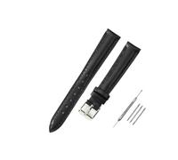 LUGEMA Soft Watch Leather Strap Accessories Green Purple Durable Genuine Band 10mm 12mm 14mm 16mm 18mm-24mm(Black-silver,16mm)