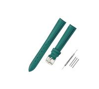 LUGEMA Soft Watch Leather Strap Accessories Green Purple Durable Genuine Band 10mm 12mm 14mm 16mm 18mm-24mm(Green-silver,16mm)