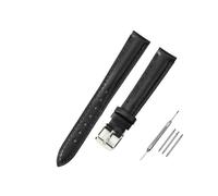 LUGEMA Soft Watch Leather Strap Accessories Green Purple Durable Genuine Band 10mm 12mm 14mm 16mm 18mm-24mm(Black-silver,20mm)