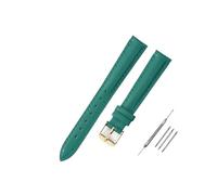 LUGEMA Soft Watch Leather Strap Accessories Green Purple Durable Genuine Band 10mm 12mm 14mm 16mm 18mm-24mm(Green-gold,20mm)