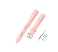 LUGEMA Soft Watch Leather Strap Accessories Green Purple Durable Genuine Band 10mm 12mm 14mm 16mm 18mm-24mm(Pink-silver,16mm)