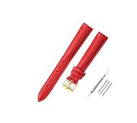 LUGEMA Soft Watch Leather Strap Accessories Green Purple Durable Genuine Band 10mm 12mm 14mm 16mm 18mm-24mm(Red-gold,16mm)