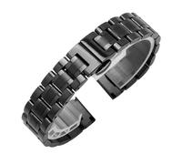 LUGEMA Stainless Steel Watch Bands 12mm 14mm 15mm 16mm 17mm 18mm 20mm 21mm 22mm 23mm Rose Gold Metal Strap(Black,16mm)