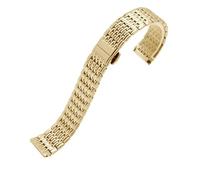 LUGEMA Stainless Steel Watchbands, Thin Metal Watch Chain, Replacement Female Strap 13mm, 18mm(Gold,13mm)