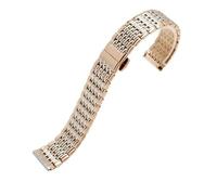LUGEMA Stainless Steel Watchbands, Thin Metal Watch Chain, Replacement Female Strap 13mm, 18mm(Silve and rose gold,13mm)