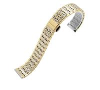 LUGEMA Stainless Steel Watchbands, Thin Metal Watch Chain, Replacement Female Strap 13mm, 18mm(Silver and gold,22mm)