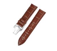 LUGEMA Watch Band 10mm 12 13 14 15 16 17 18mm 19 20mm 21 22mm 23 24mm Genuine Leather Watch Strap Butterfly Buckle Wristband(Coffee,14mm)