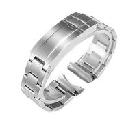 LUGEMA Watch Bracelet Compatible With Rolex DAYTONA GMT Submariner Watch Accessories Metal Strap Stainless Steel Pull Clasp Watch Band Chain 20mm (Color : Matte silver, Size : 21mm With Logo)