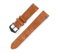 LUGEMA Watch Strap 20mm 22mm Suede Genuine Leather Watch Band Matte Cowhide Stitching Belt Quick Release Wrist Bracelet(Yellow Brown,20mm)