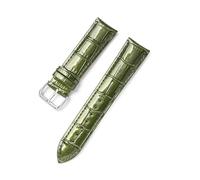 LUGEMA Watchband 12mm 14mm 16mm 18mm 20mm 22mm Genuine Leather Watch Band Strap Crocodile Grain Patent Leather Wristband Wrist Bracelet(Green,16mm)