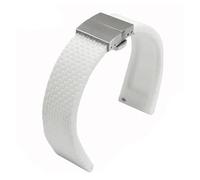 LUGEMA Waterproof Silicone Watchband Black White Red Orange Blue Wristband Replacement Strap For Men And Women Quick Release(White silver,14mm)